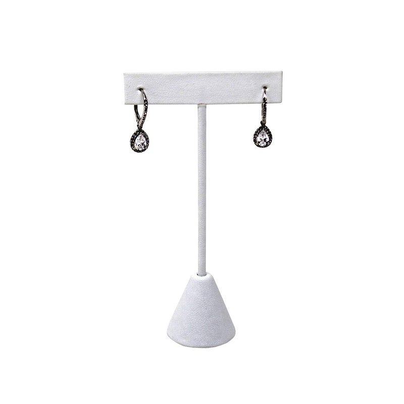 Ikee Design 6 Pcs Set Premium T- Shape Style Earring Display Stand, Earring Stand Jewelry Display for Showroom, Tradeshow, and Showcase, 2 1/2 W x 4 1/2 H in, White Faux Leather - Image 3